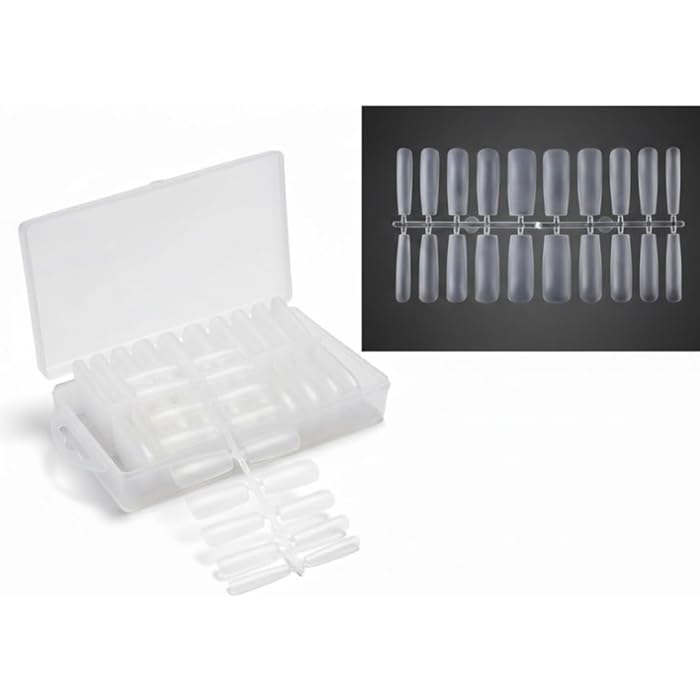 Soft Gel Acrylic Nail Tips: 240 Pcs long Full Cover Gel Xl Nail Tips - False Straight Tips for Gel Extensions for Salon Art - Image 1